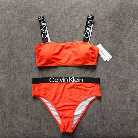 Calvin Klein Women's Logo Elastic Top & Bottom Bikini 2 Piece Set Size Xlarge - Picture 10 of 15
